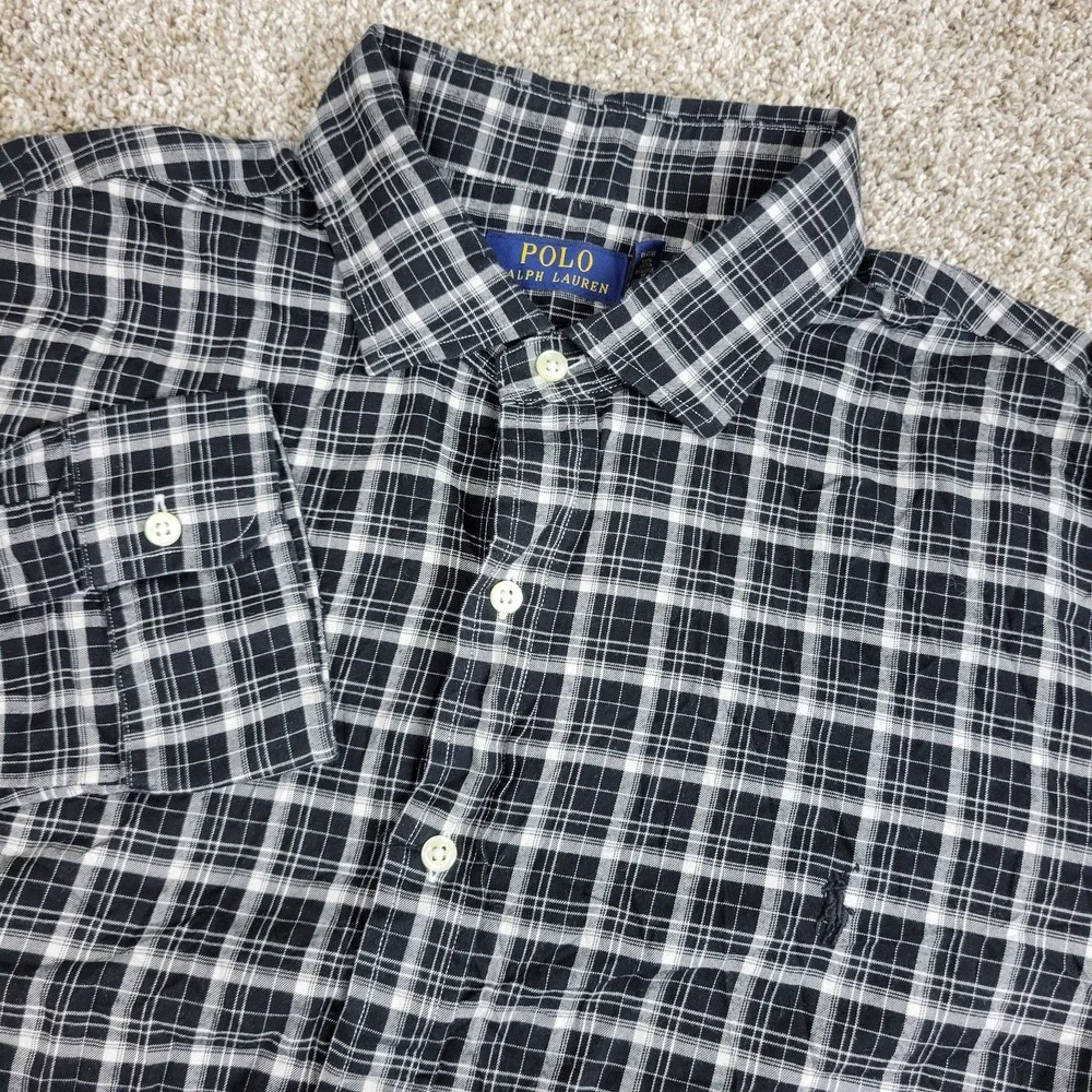 Polo Ralph Lauren Mens 2XL Black Plaid Pony Button Up Long Sleeve